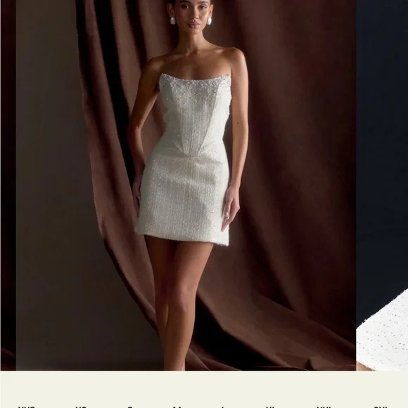 Tweed Corset Mini Dress - White - Picture 3 of 6